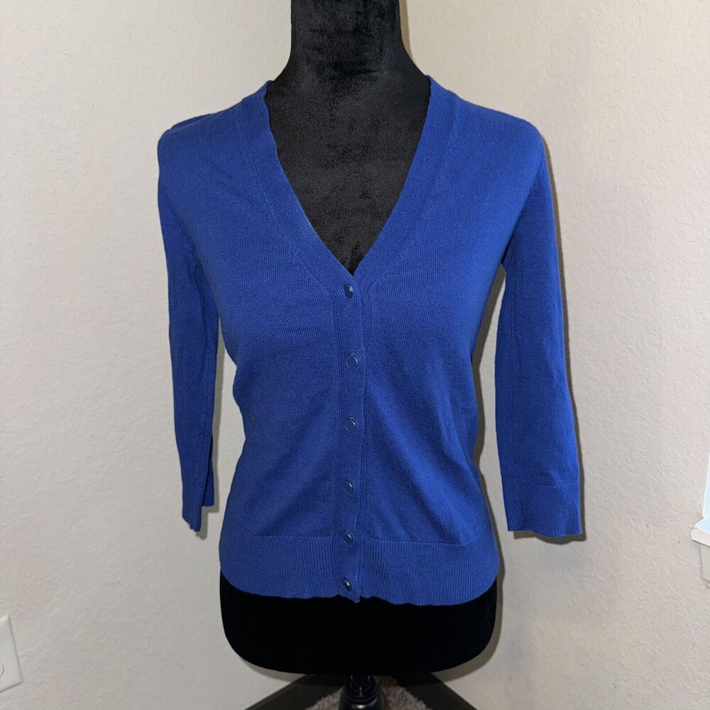 7th‎ Avenue Cardigan Sweater Womens XS Blue Knit Long Sleeve V-Neck Button-Front